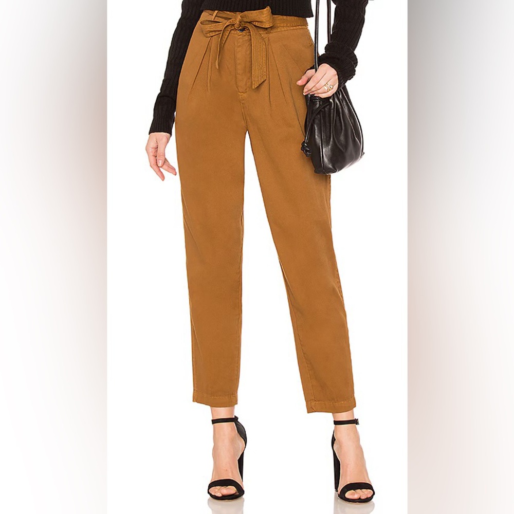 Free People Brown Paper Bag Cropped Pants | Tie Waist | Sz 6